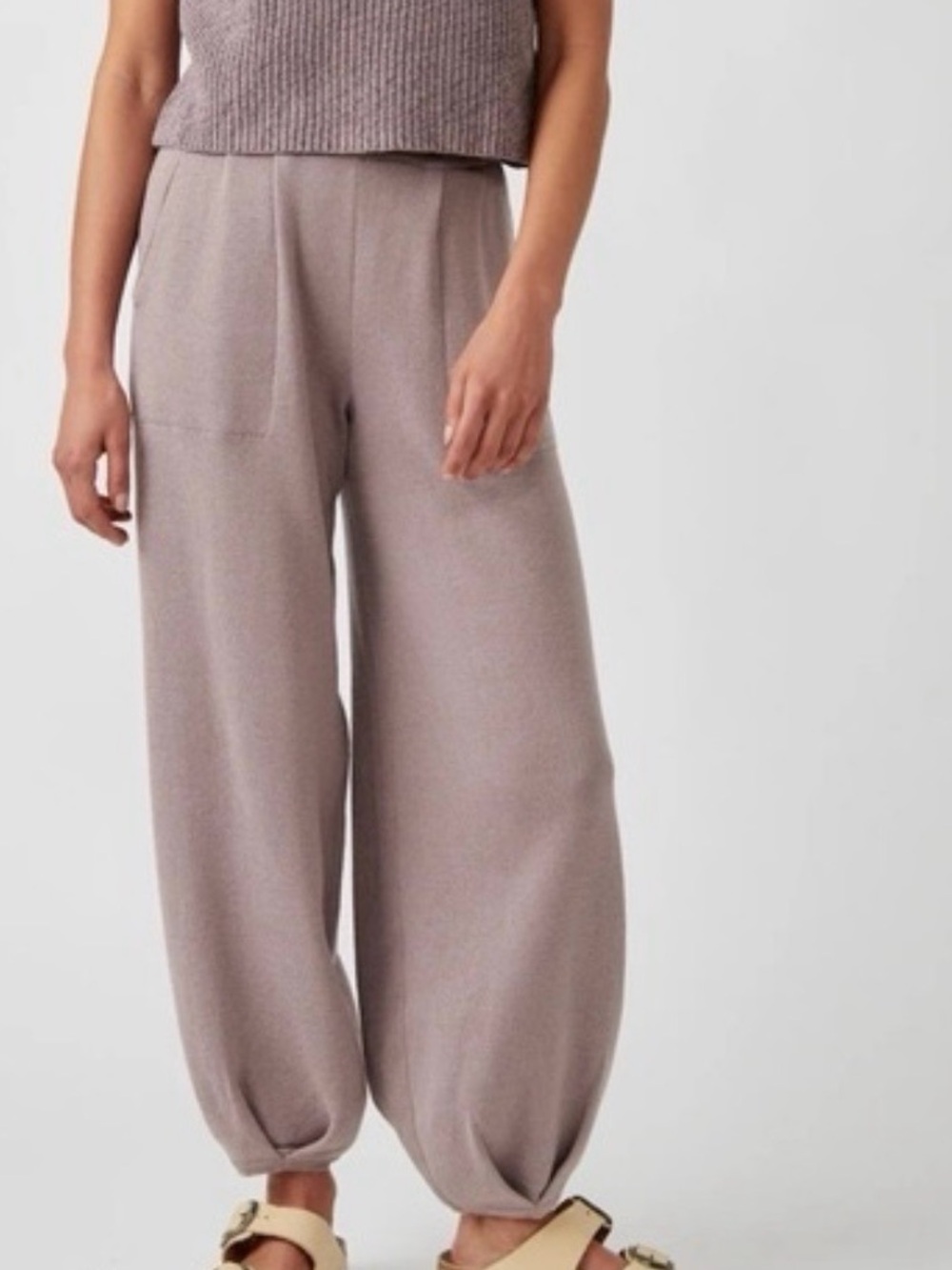 Free People Freya Knit Harem Pants Barrel Leg Tan High Rise Women S Lagenlook